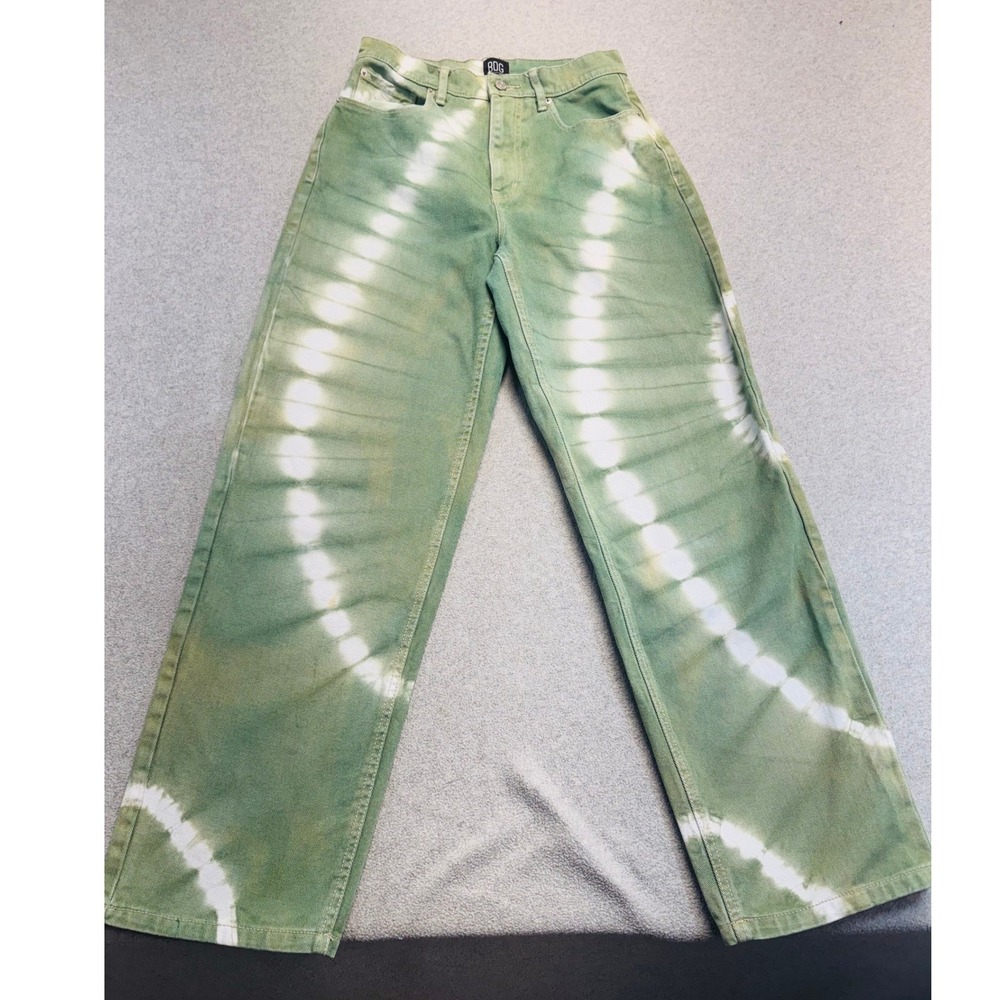 BDG Urban Outfitters High-Rise Baggy Tie-Dye Green Jeans Size 27 Boho 90s Y2K